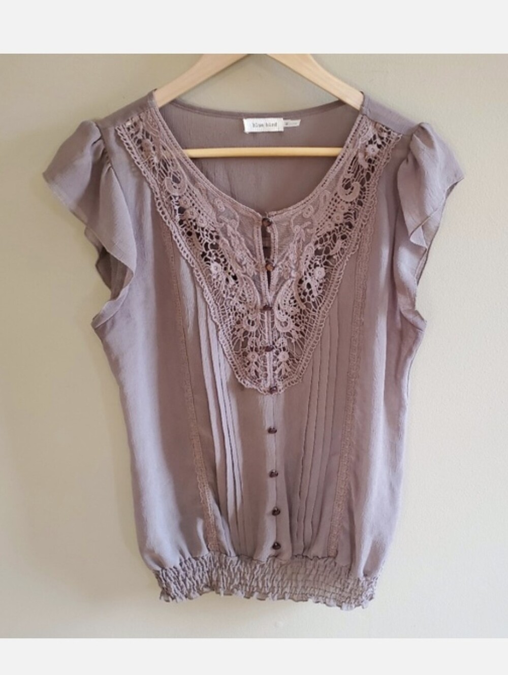 Blue Bird Brown Altar'd state sheer top sz M